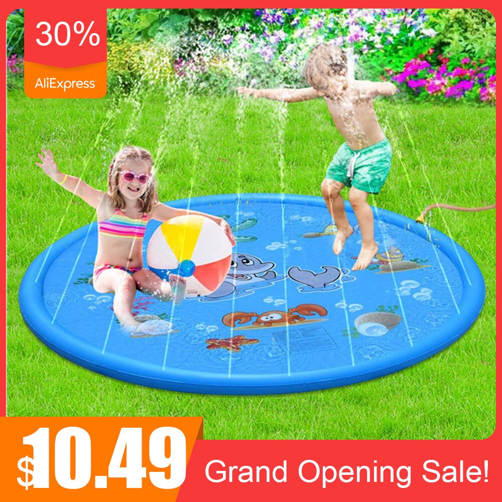 100 Cm Zomer Kids Opblaasbare Ronde Water Splash Play Zwembad Spelen Sprinkler Mat Yard Outdoor Indoor Fun Multicolour Pvc speelgoed