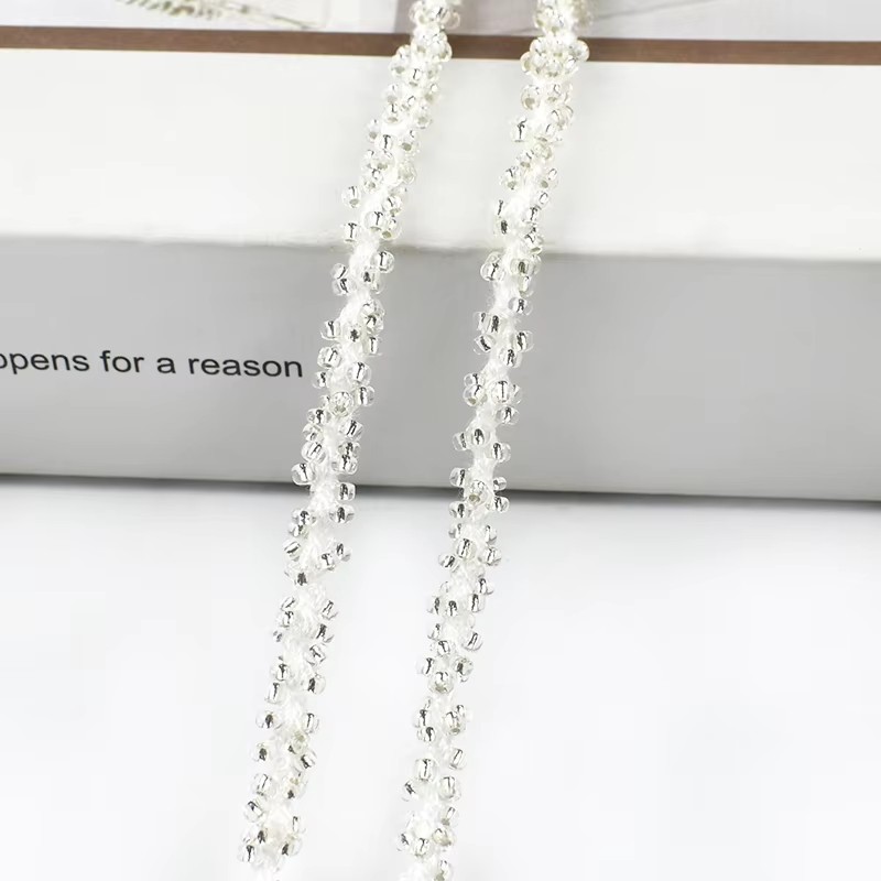 1/2/4/8M 5mm Kralen Kant Trim Lint Glas Kraal Koord Gordijn Trouwjurk decoratieve Ketting Portemonnee Veters Kleding Rand Versieringen: Laser Bright / L