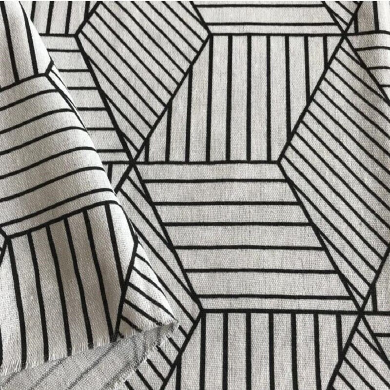 Geometric Patterns Printed Cotton Linen Fabric For DIY Patchwork Sewing Quilting Home Textile Crafts Photo Background Pillow