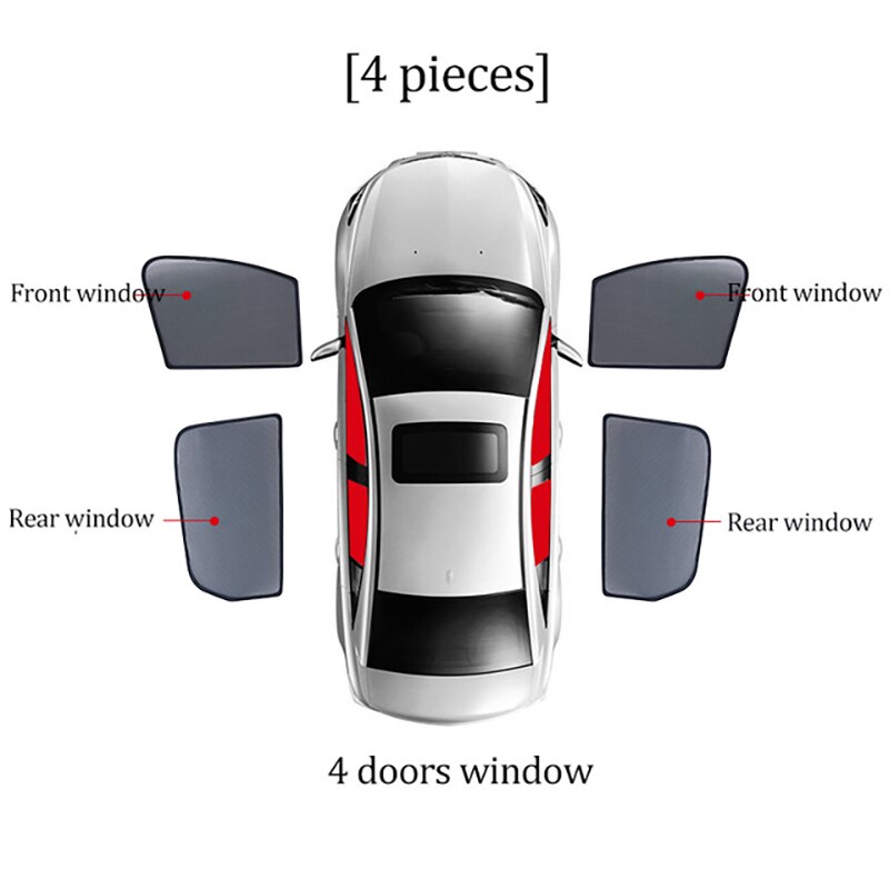 For Mercedes Benz S Class W222 Sun Protector Heat Isolation Window Shades Easy Installment Foldable Cover: 4 pcs