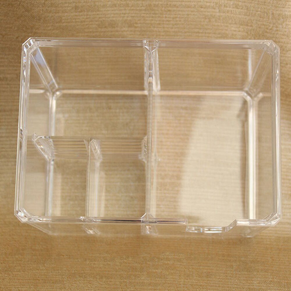 Gennemsigtig bomuldspindeboks klar akryl arrangør holder makeup puder opbevaringsboks desktop arrangør smykker taske til kosmetik