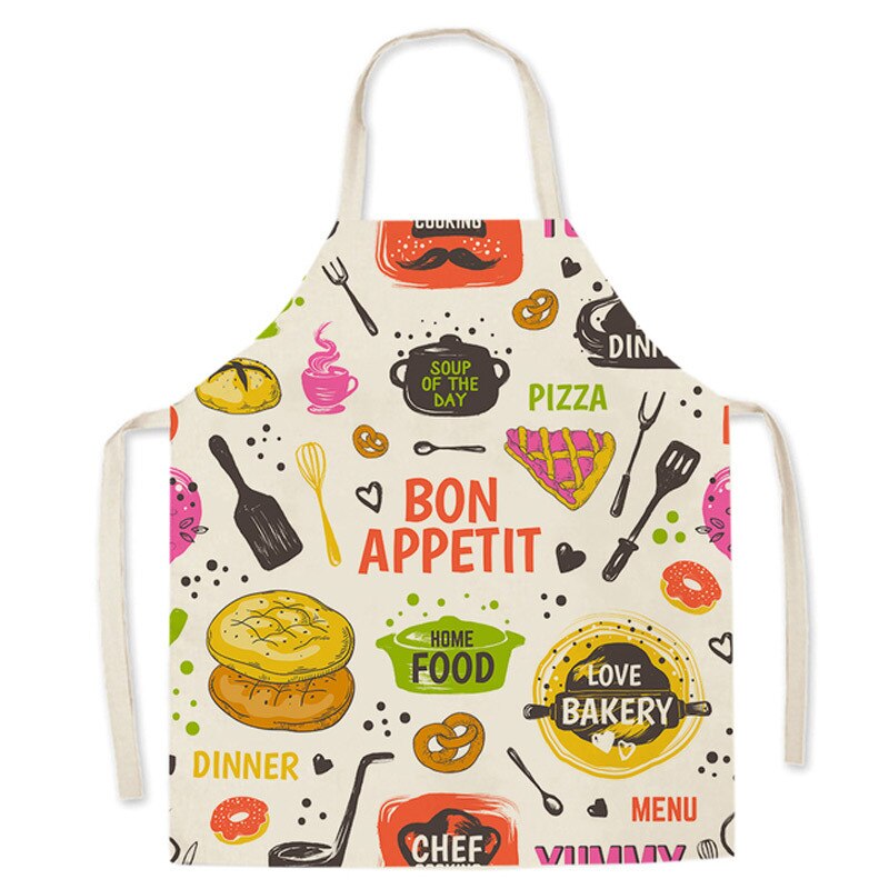 Küche Schürze für Männer Frauen Art Zitrone Nachspeisen Gedruckt Baumwolle Leinen Ärmelloses Schürzen Hause Kochen Backen Reinigung Werkzeuge: Stil 8 / 55x68cm