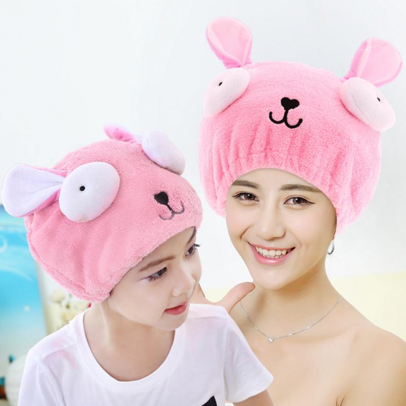 Bathroom Accessories Microfiber Shower Cap For Kids Cartoon Hair Quick Dryer Towel Bath Wrap Hat Turban Dry Shower Cap Hair Tool