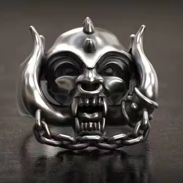 Vrouwen Ring Punk Motorfiets Stijl Zwart Overdreven Schedel Spook Hoofd Ring Unisex Sieraden Voor Mannen: 11