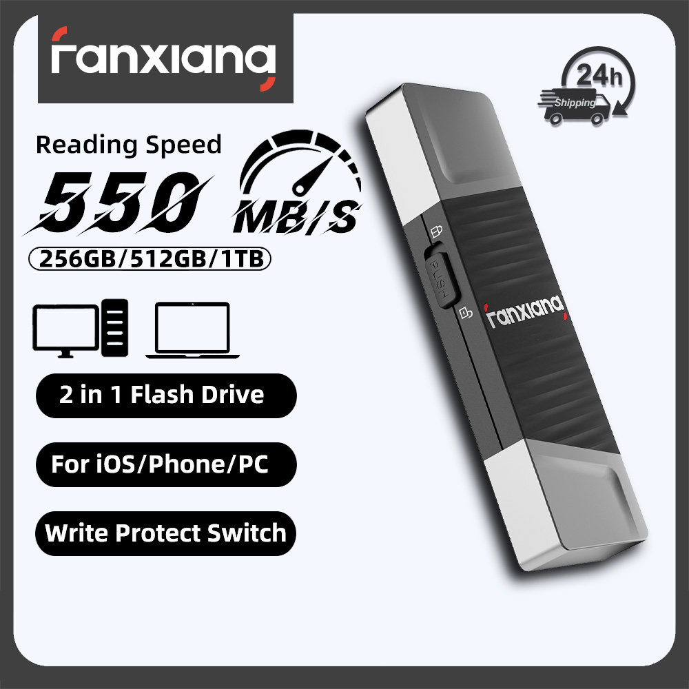 Fanxiang FF397 550MB/s USB Flash Drive With Write Protect Button 512GB 1TB High Speed Solid State Pen Drive For Laptop Phone PC