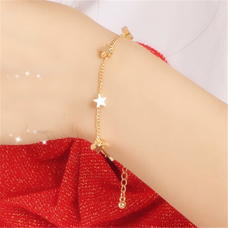 Frauen Baby Mädchen Armbänder Gold Farbe Herz-förmigen Glück Perlen Kette Schmuck