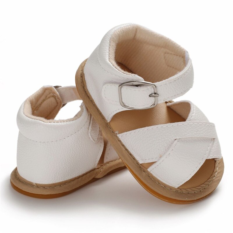 Baby Girls Solid Sandals Shoe Leather Casual Shoes Sneaker Anti-slip Soft Sole Toddler Shoes Baby Shoes: White / 13