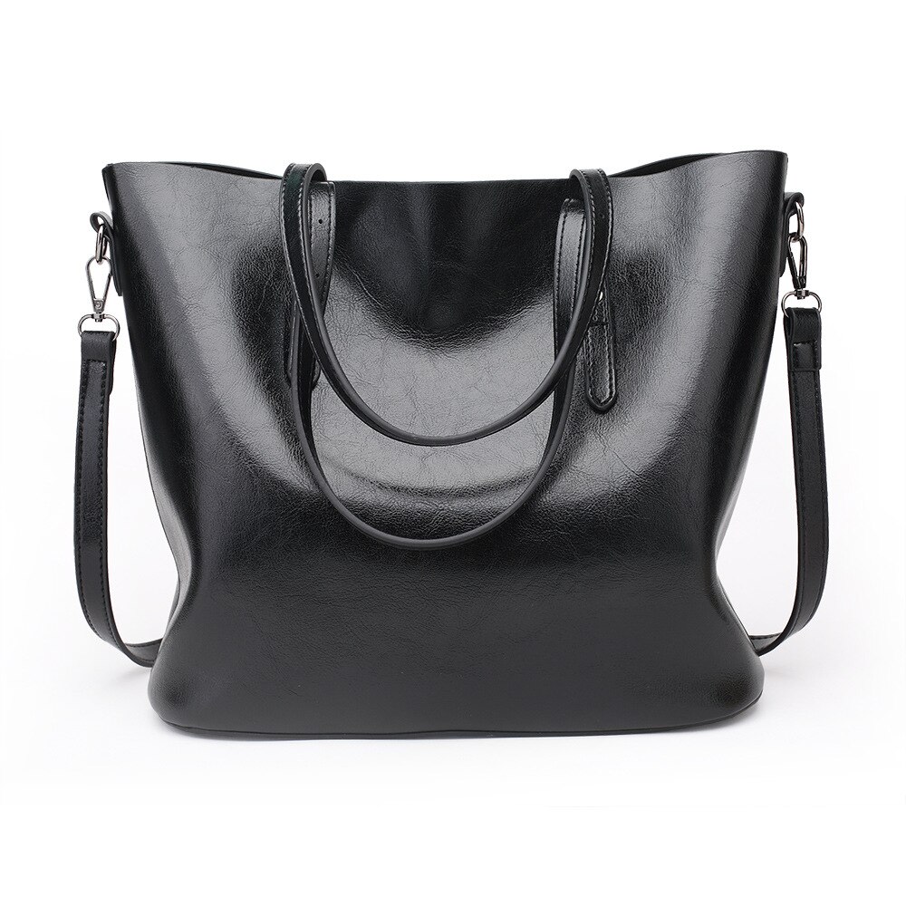 De Dame Handtas Dames Olie Mode Schouder Tas: Black