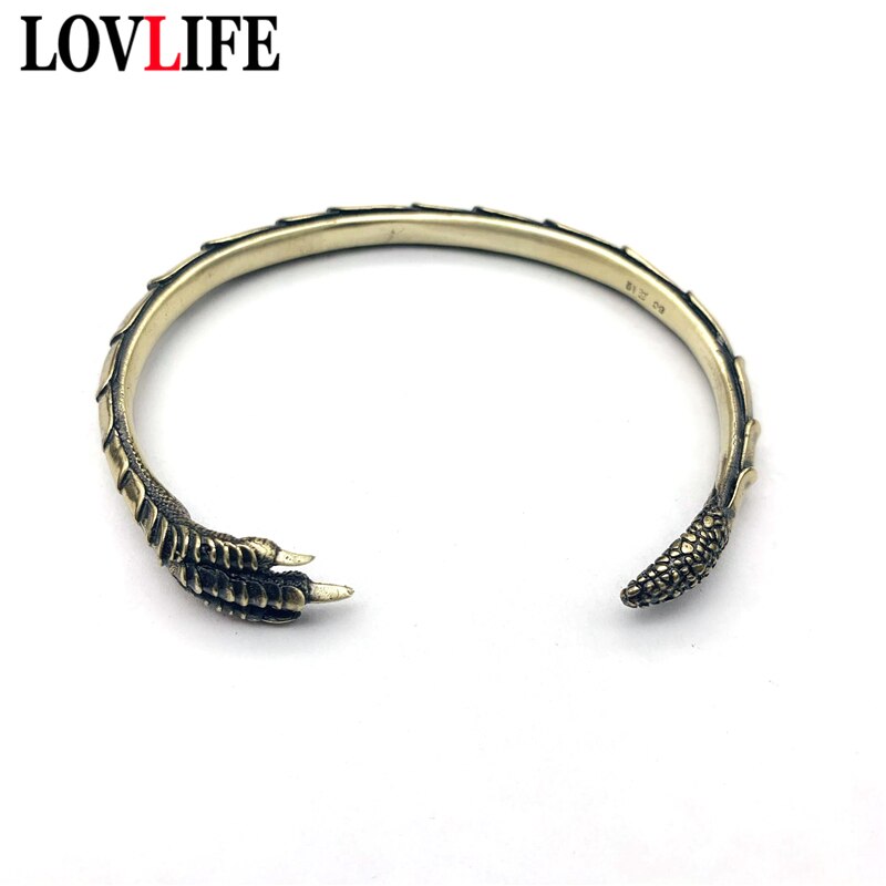 Eagle Claw Bangle Pure Brass Antique Craft Retro Copper Cuff Bracelet for Women Wristband Jewelry Trendy Men Bangles