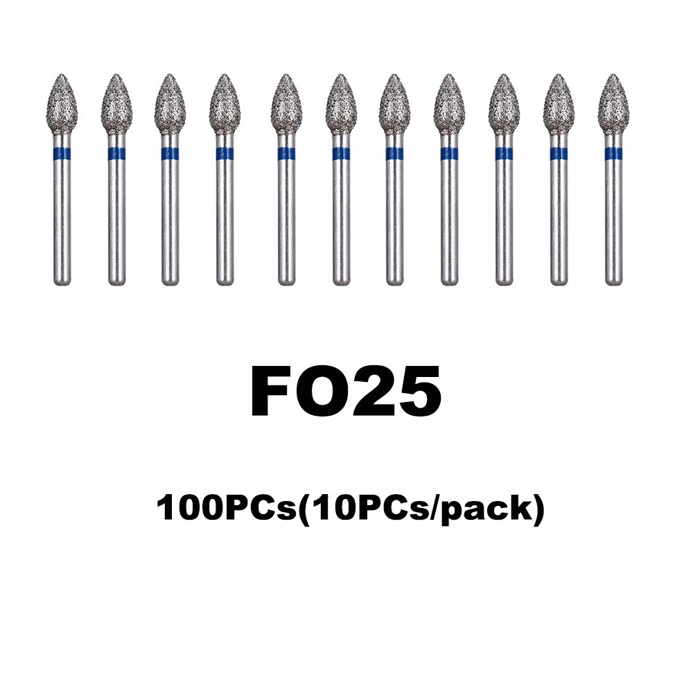 100PCs Dental Diamond Burs Drill Dentistry Burs Dia-burs for High Speed Handpiece Handle Diameter 1.6mm Dentist Tools BR31 FO32: 100PCs FO-25