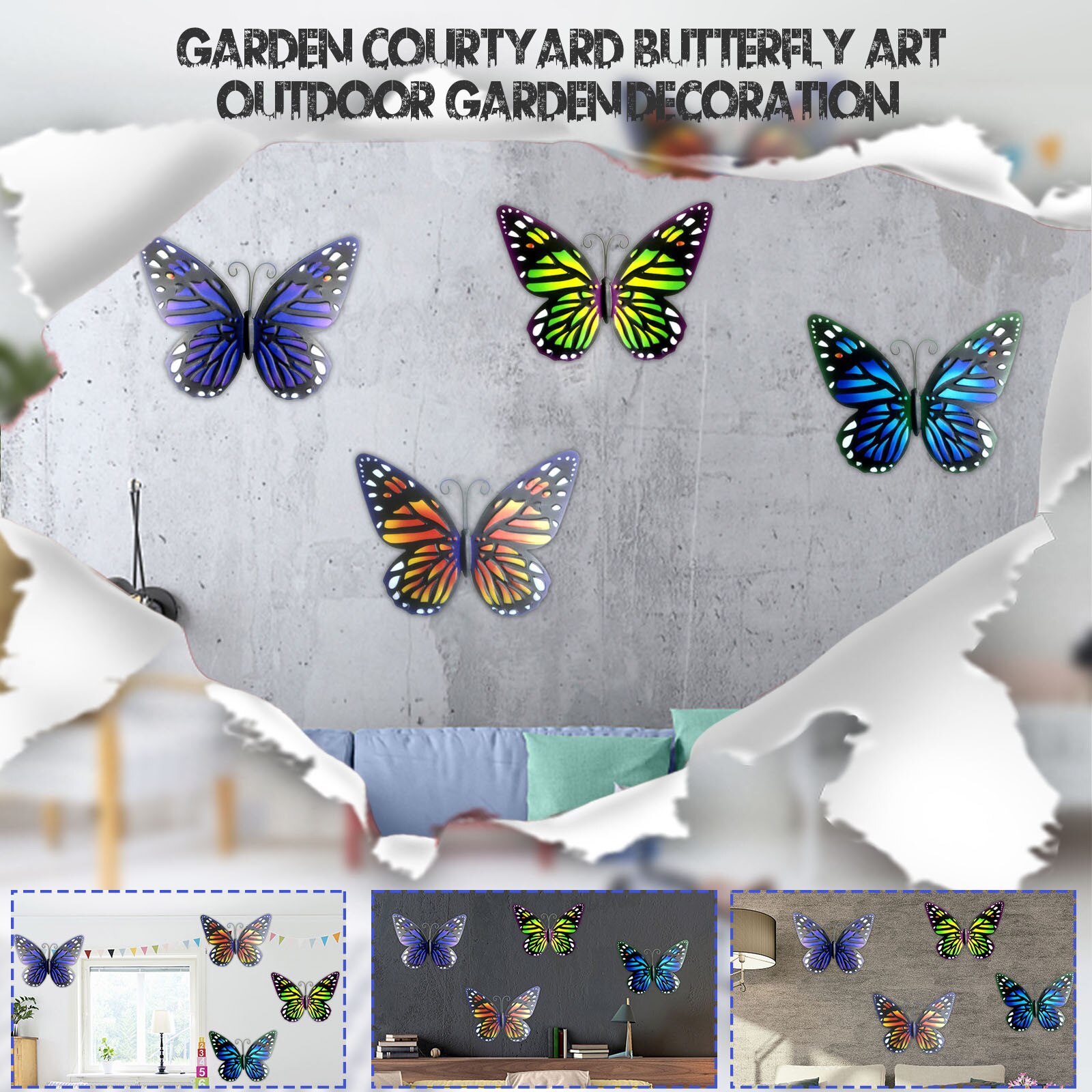 25 #4 pièces Papillon Décor Art Mural Fait Main En Fer Forgé En Métal Papillon Peinture Murale Pour La Décoration De La Maison Et En Plein Air En Métal Décoratif