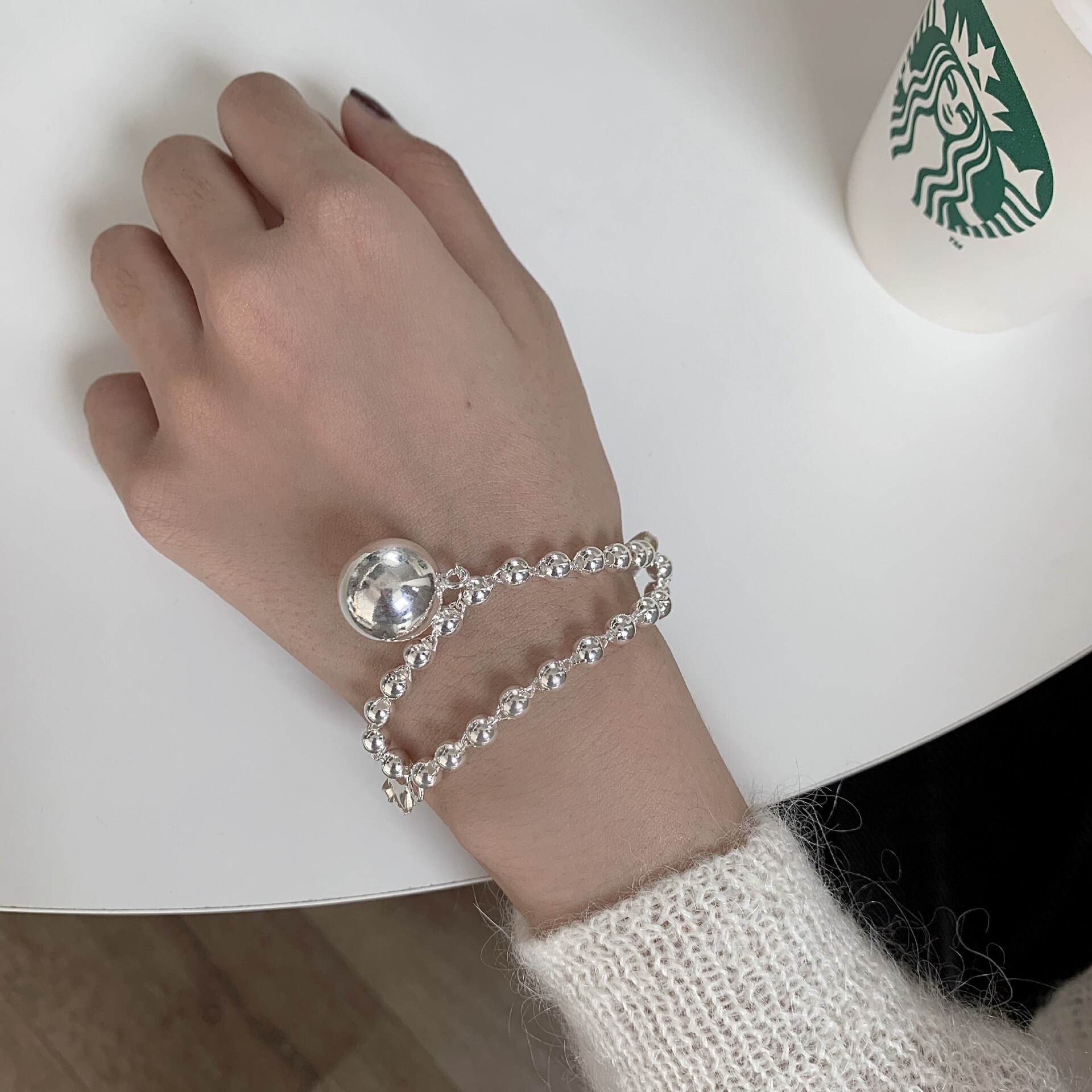 S925 braccialetto in argento Sterling per donna braccialetto palla coreana semplice studente braccialetto gioielli all&#39;ingrosso