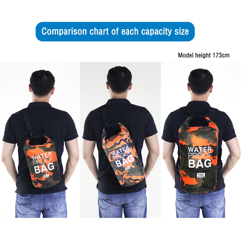 PVC Waterproof Dry Bag 5L 10L 20L 30L Camo Outdoor Diving Foldable Man Women Beach Swimming Bag Rafting River Ocean backpack