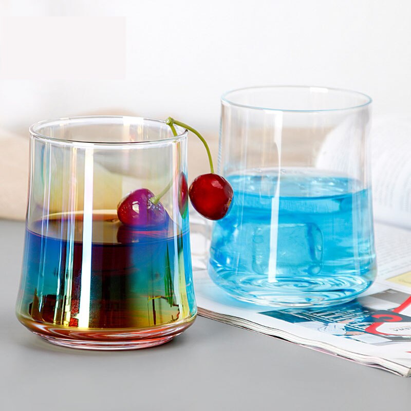 305ML Simple Colorful Crystal Clear Glass Water Cup Whiskey Glass Juice Cold Drink Cocktails Cup Home