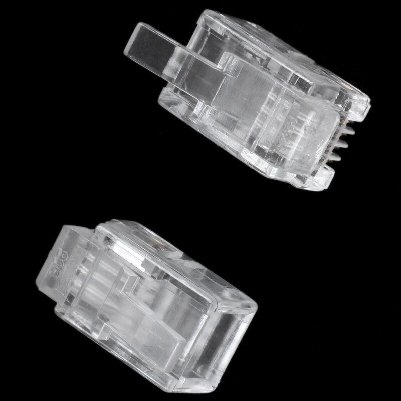 Clear plastic 30 pcs 4P4C connector RJ9 phone adapter