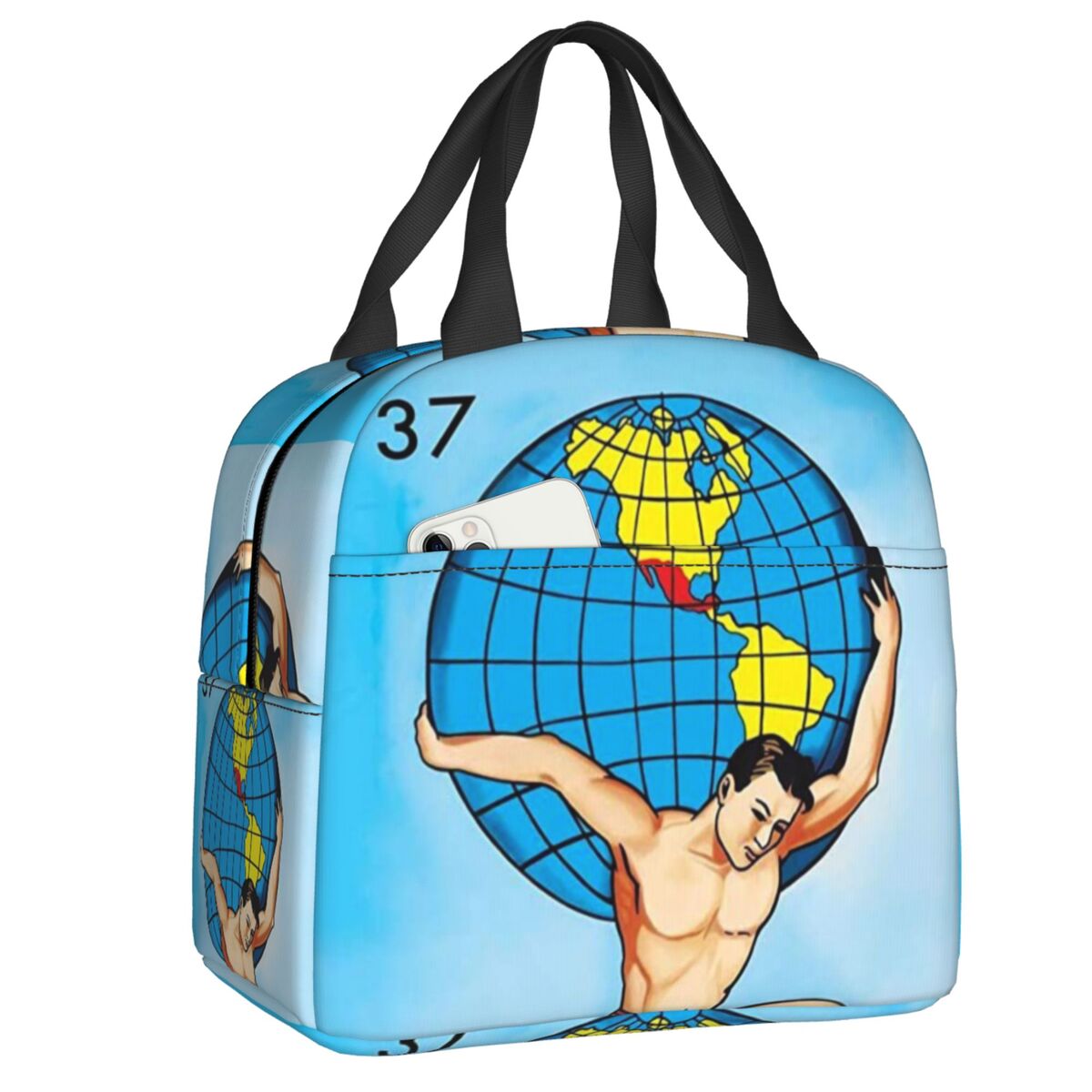 Custom La Maceta Flower Pot Loteria Card Mexican Bingo Lottery Insulated Lunch Bag for Women Leakproof Thermal Cooler Bento Box: Silver