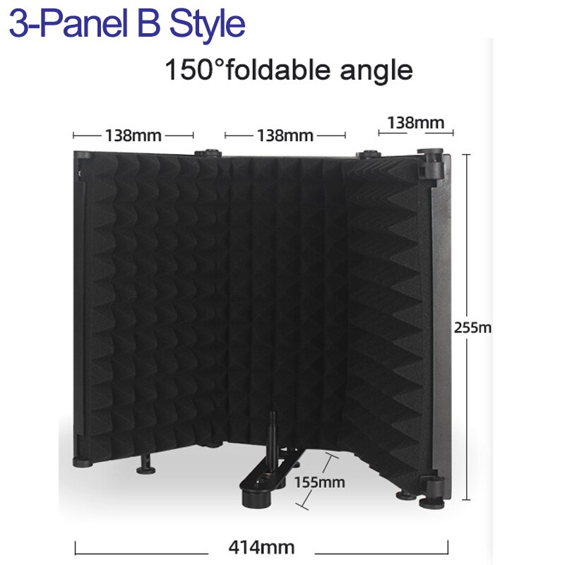 Foldable Adjustable Sound Absorbing Vocal Recording Panel Portable Acoustic Isolation Microphone Wind Screen Shield Sound-proof: 3-Panel   Type4