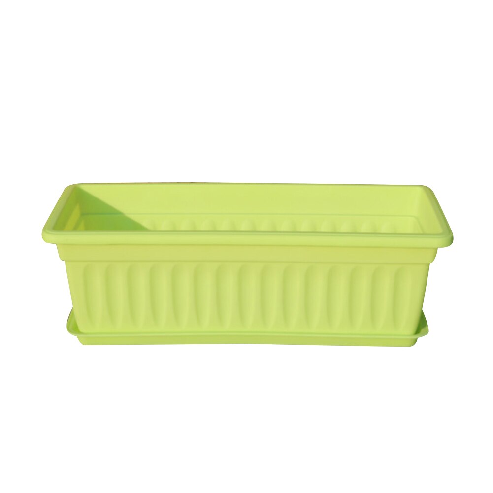 3Pcs Balcony Garden Rectangular Vegetable Flower Planter Resin Box Planting Pot with raised pot feet and 6 drainage: Green 50x21x14cm