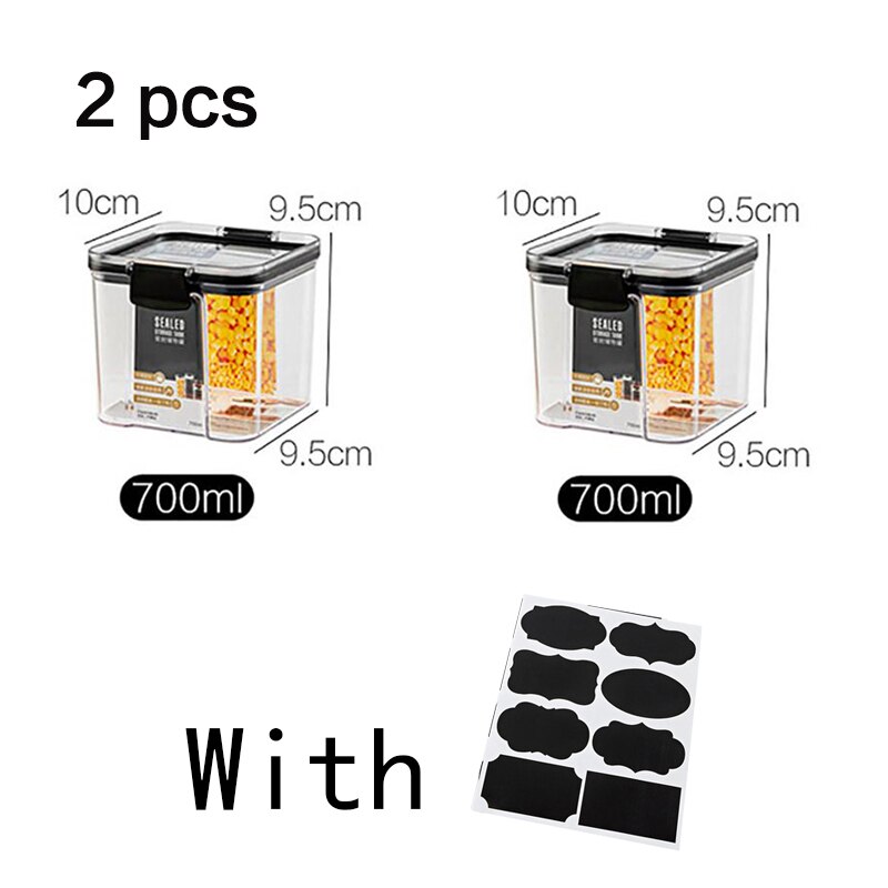 4pcs Stackable Acryl Food Storage Container Plastic Kitchen Noodle Box Multigrain Storage Tank Transparent Sealed Cans: 700ml 2pcs