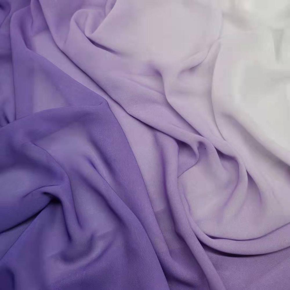 Ombre 100d chiffon stof blødt farvet dans cosplay kjole åndbar flydende diy symateriale: 100d lilla