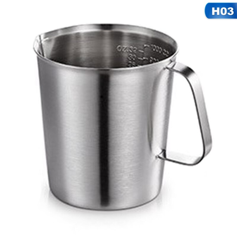 Stainless Steel Measuring Cup With Scale Milk Tea Mug Kitchen Baking Tea Large Capacity Measuring Cup: H03