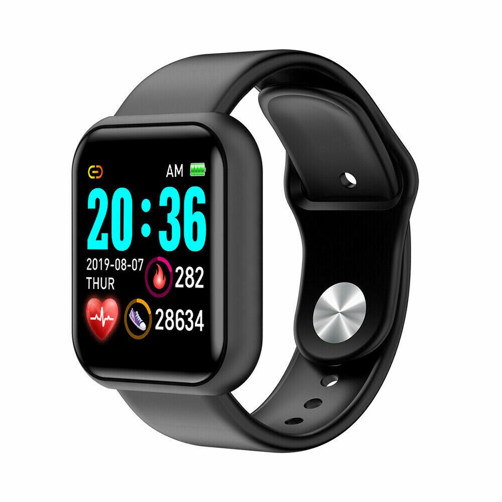 D20 pro smart ur  y68 ip67 vandtæt bluetooth fitness tracker sportsur puls armbånd til ios android: Sort