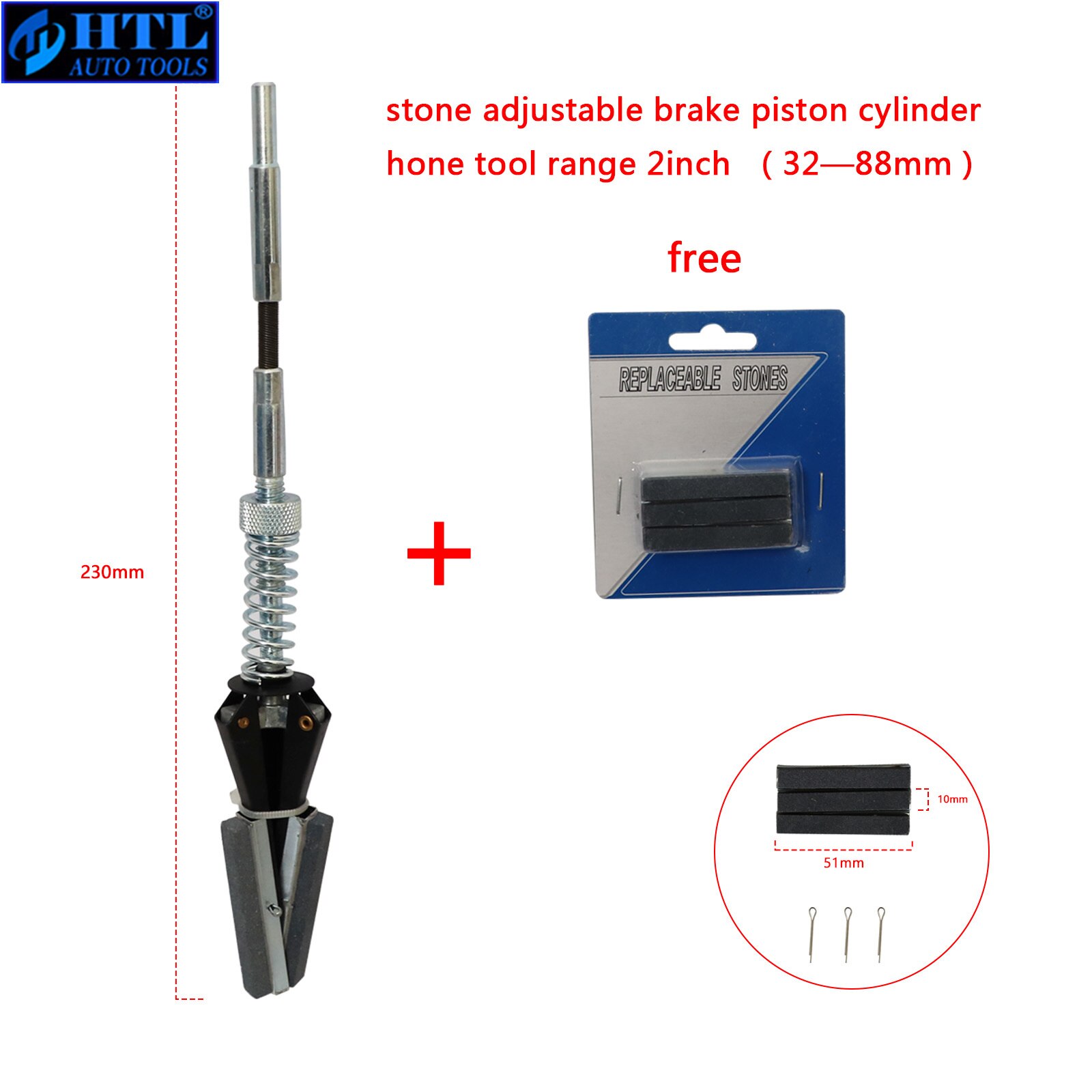 3 kjeft justerbar bremse stempel sylinder finpusse verktøy utvalg :18-63m 32-88mm 51-177mm med fri stein: 2 tommer