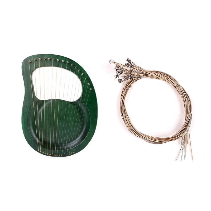 1Pcs 16 String Harp Heptachord Solid Wood Mahogany Lyre Harp & 1 Set Lyre Harp Strings Set for 16-String Lyre