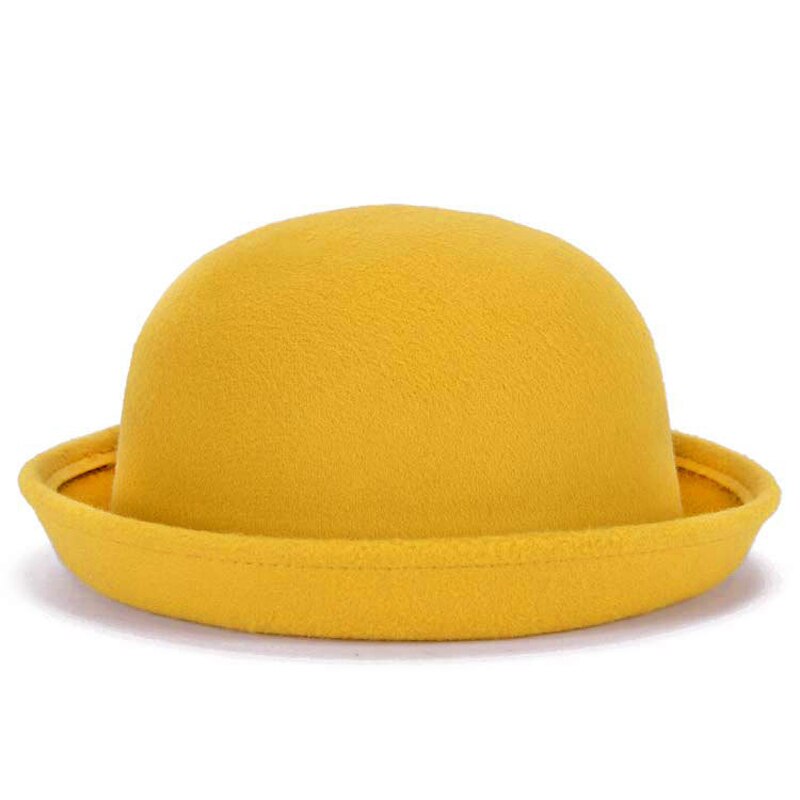 Förälder-barn bowlerhatt ullfilt fedora hattar för kvinnor flickor barn solid katt öra formell keps trilby sombrero derby