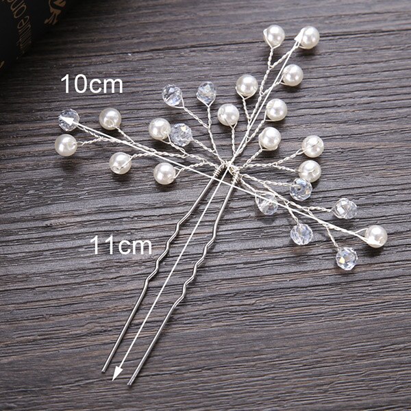 Wedding Crystal Pearl Hair pins For Silver Color Bridal Hair Accessories Women Hair Clips Many Wedding Hair Jewelry: UZ030