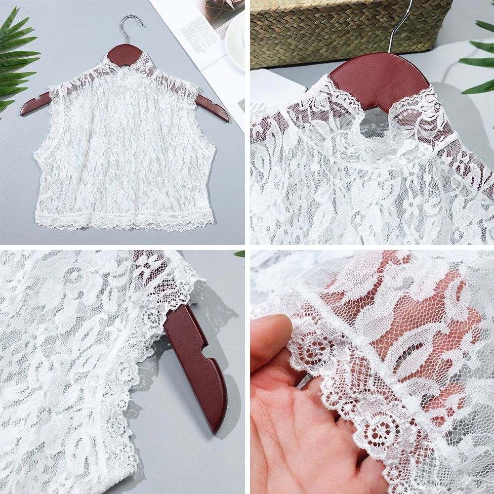 Chemisier Vintage à faux col en dentelle pour femmes, chemise Simple à la , faux cravate à revers, accessoire de vêtements