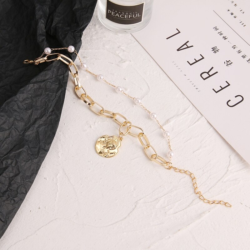 zur Seite fahren Kette ErkläSprosse Edelstahl Halsband Halskette Schmuck für Frauen Ritter Medaille Kette Metall Anhänger Halskette