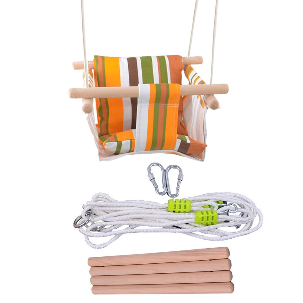 Baby Veiligheid Swing Stoel Opknoping Schommels Set Kinderen Speelgoed Schommelstoel Massief Houten Stoel met Kussen voor Baby Indoor Kamer Decor