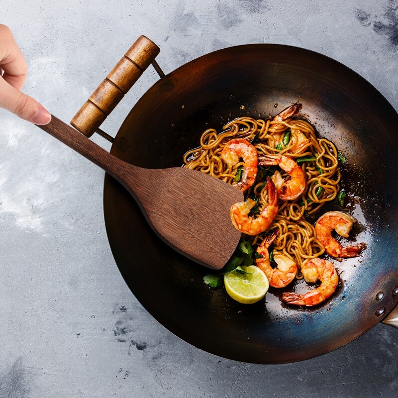 Wooden Kitchen Utensils Wooden Spoons for cooking Natural Teak Wood Non Stick Pots Kitchen Spatula Set for Cooking