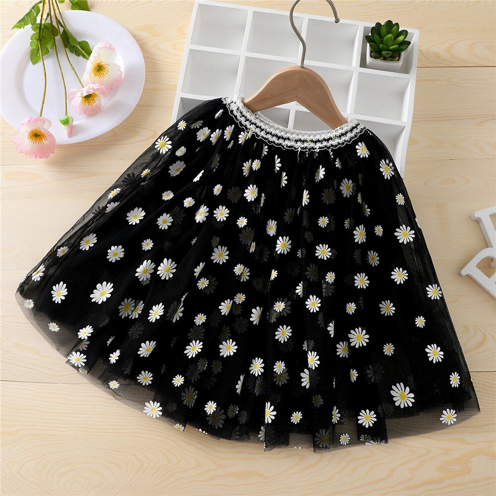1-6T Baby Meisje Leuke 3-Layer Tutu Rok Romantische Zoete Peuter Daisy Print Elastische Taille Midi tule Prinses Rok Paars Roze: D / 5T