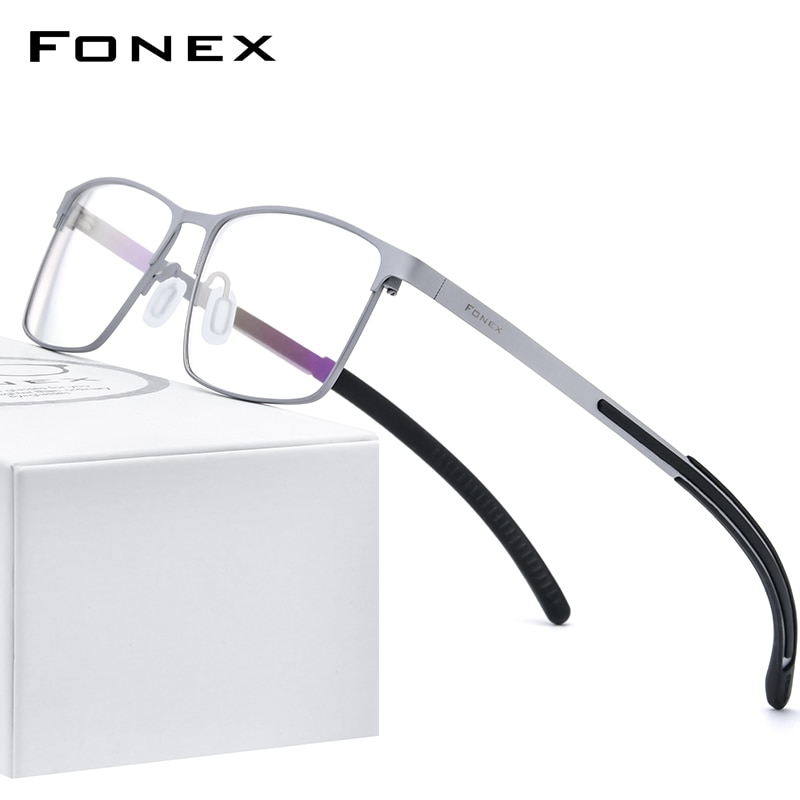 Fonex b titanium briller mænd firkantet nærsynethed optisk recept brilleramme mand skridsikker silikone briller 8521