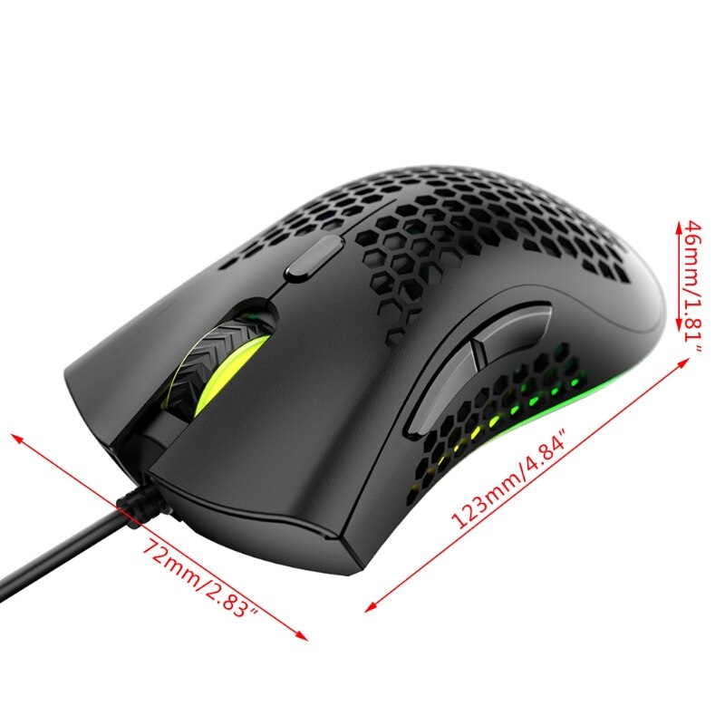 Lightweight M7 Gaming Mouse Honeycomb Shell Ergonomic Mice with Soft Rope Cable