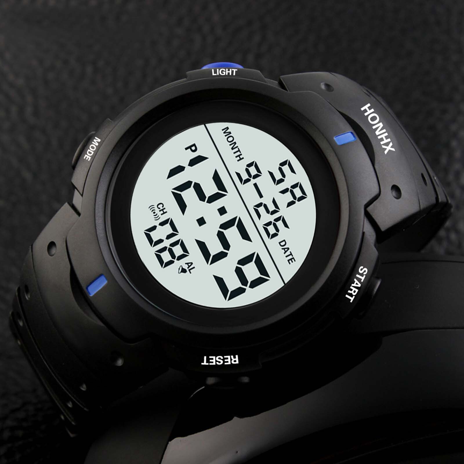 Sports Watches 50M Waterproof LED Digital Watch for Men Resin Dial PU Strap Clock Relogio Masculino Digital Watch