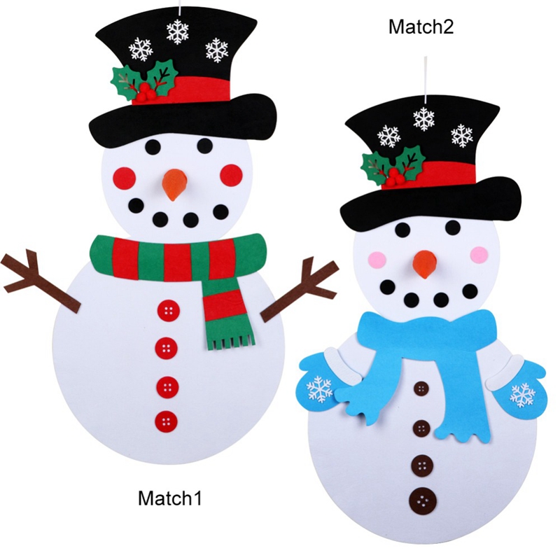 Kerst Diy Vilt Snowman Nieuwjaar Kinderen Speelgoed Met Ornamenten Deur Muur Opknoping Kit Kerst Decoraties Voor Huis