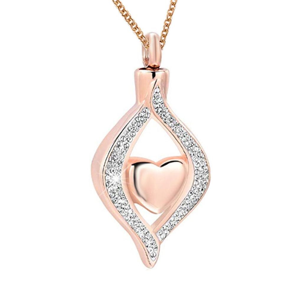 Gioielli in cremazione in acciaio inossidabile per ceneri The Eye of My Heart gioielli commemorativi per ricordo incisi per ciondolo collana in urna: Rose Gold No Engrave