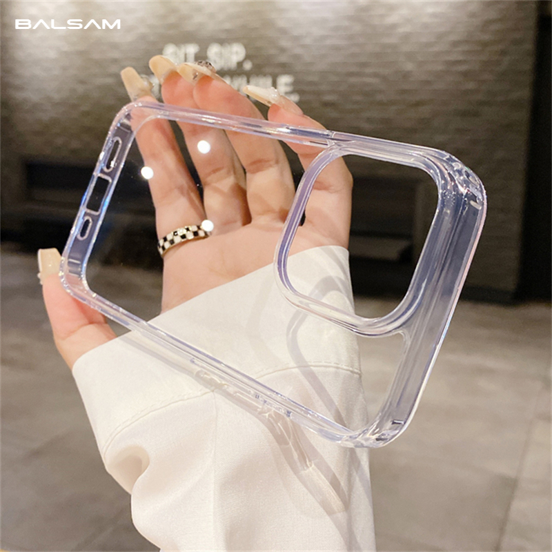 Funda transparente de acrílico duro a prueba de golpes para iPhone, 15, 14, 13, 12 Mini, 11 Pro, XS, Max, X, XR, 7, 8 Plus, SE3, cubierta de silicona suave