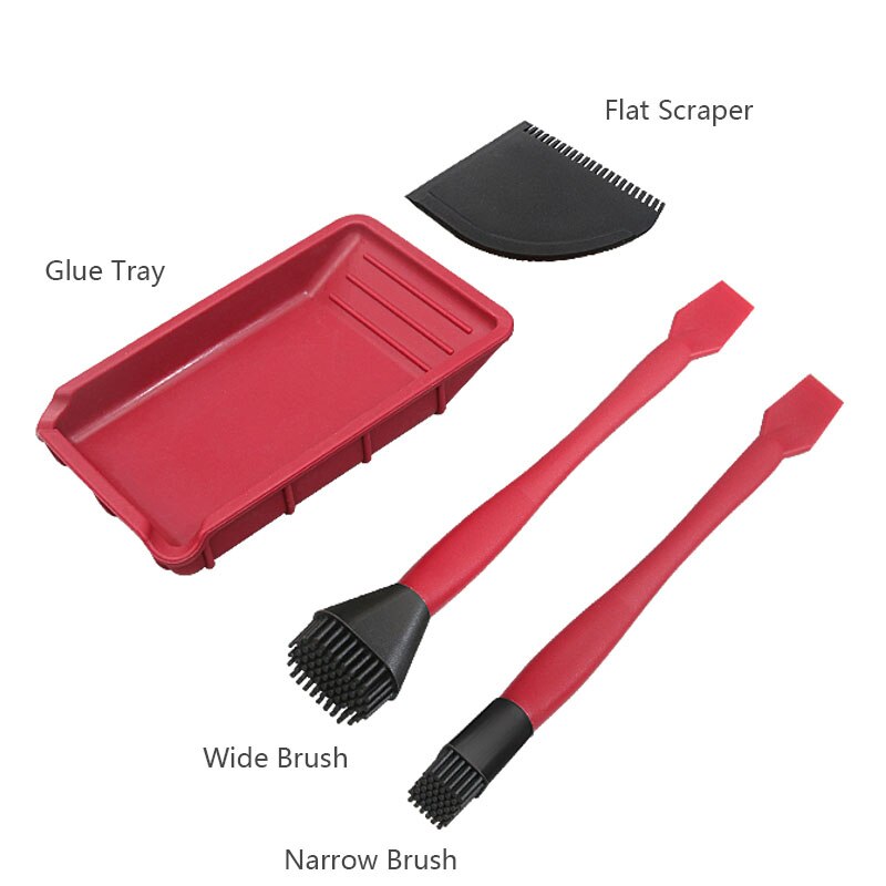 4 Teile/satz Silikon Kleber Bausatz Breite/Schmale Pinsel Dünne Klinge Mit Flache Schaber und Kleber Tablett Holzbearbeitung Kleben Bausatz