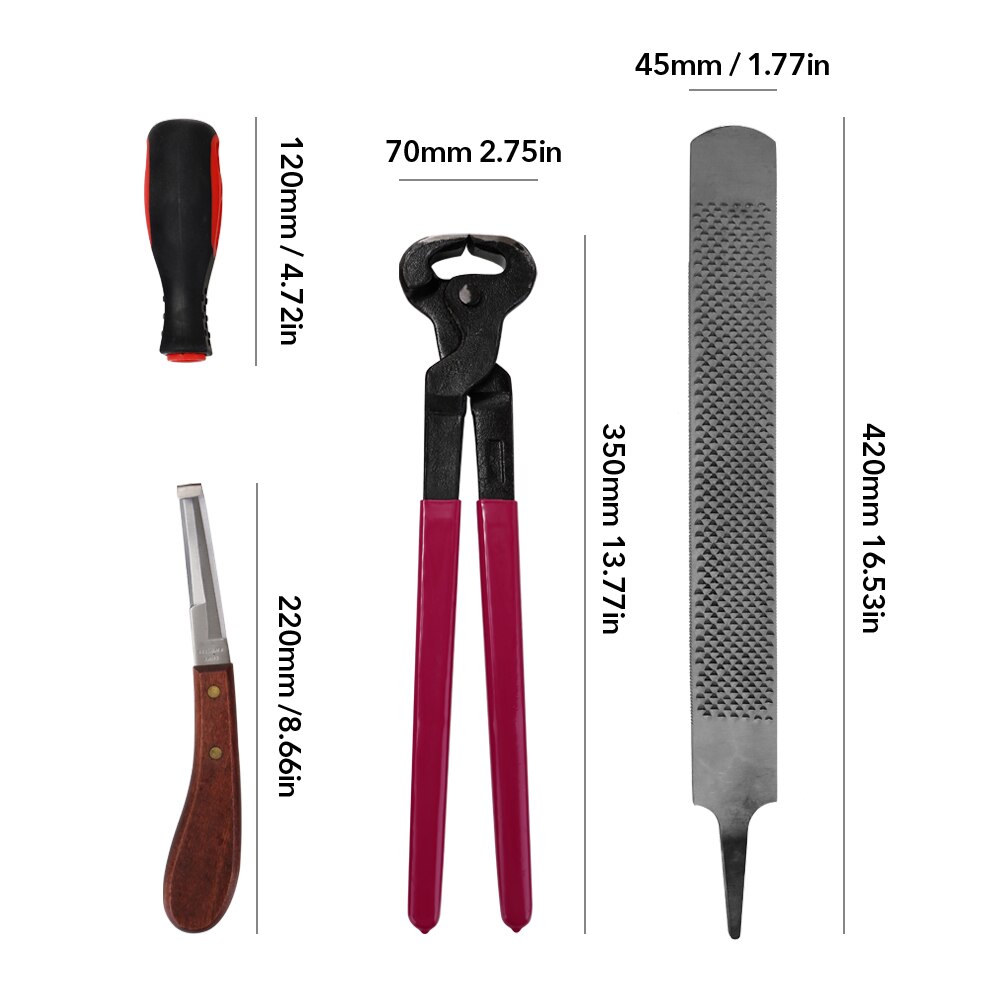 4 STUKS Paard Farrier Hoof Nipper Trim Shoeing Bestand Rasp Handvat Hoef Cutter Tool Horse Care Accessoire Cutter Handvat Mes gereedschap