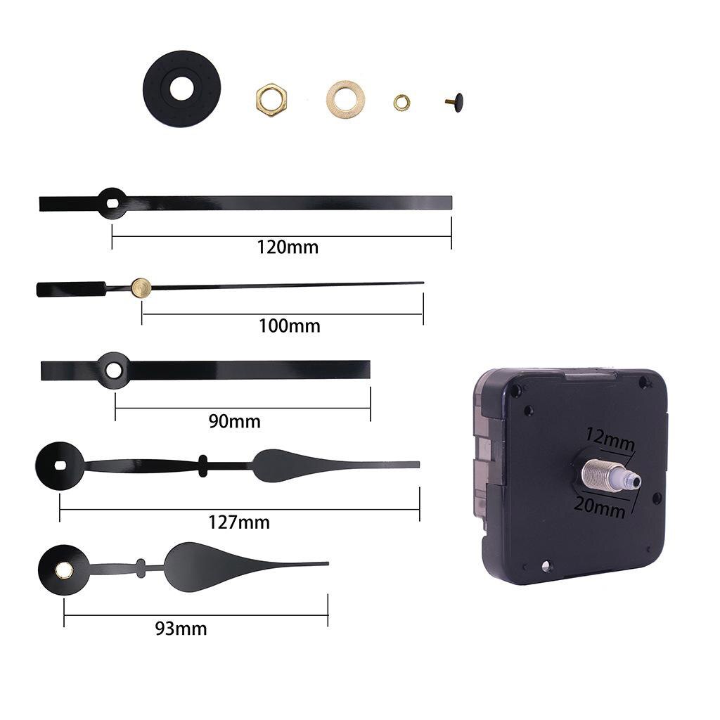 12888 High Torque Wall Clock Movements with 5 Different Size Clock Hands, DIY Repair Parts Replacement