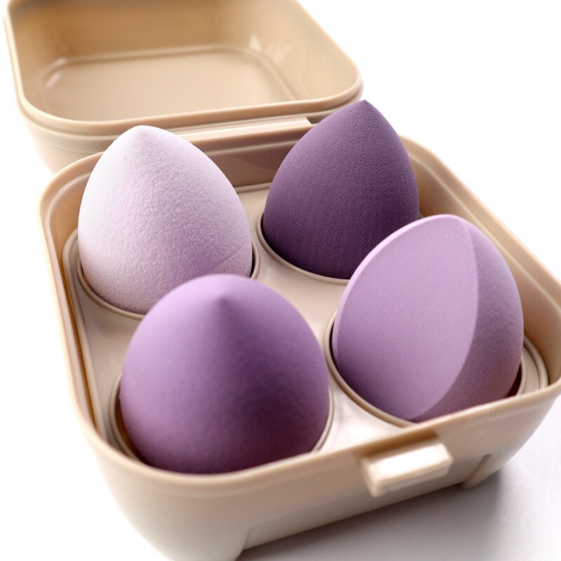 3/4 Piece Set Of Makeup Sponge, Puff, Healthy Latex Soft Sponge, Wet And Dry Set, Beveled Beauty Makeup Tool: 4 pcs Purple  B