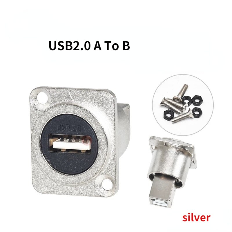 High qualityType D USB2.0 docking module Printer port A to port B USB3.0 Fixed female socket signal extension panel Dual Channel: white USB2.0 A to B