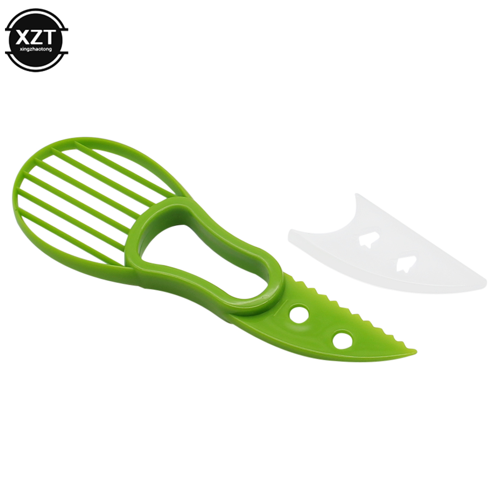 3 in 1 avokadoviipaleet sheavoi hedelmäkuorija leikkuri hedelmälihan erotin muoviveitsi keittiövihannestyökalut keittiöveitset: Vihreä