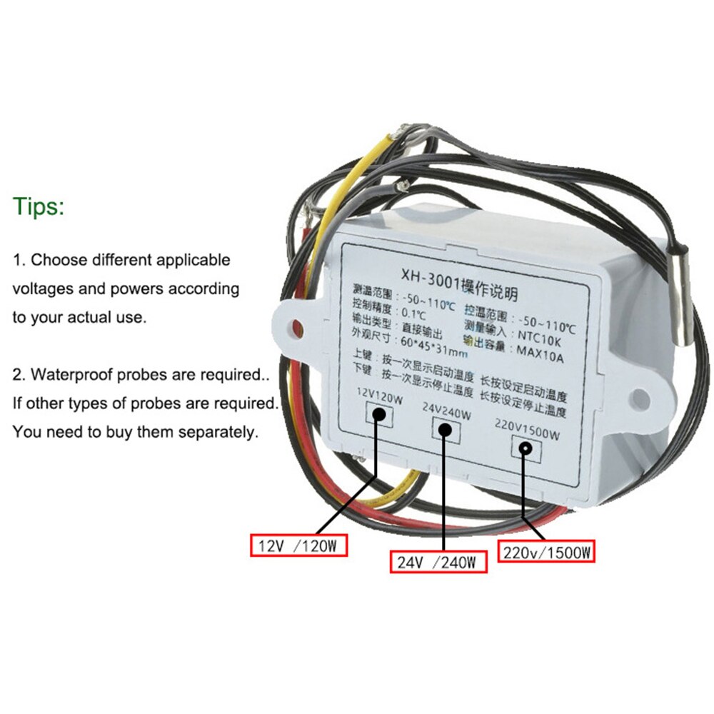 12V/ 24V/ 110V /220V W3001 Digal LED Regolatore Di Temperatura 10A - Foto 3