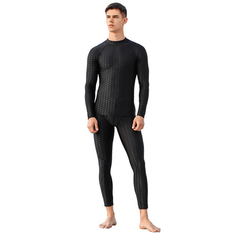 Trajes de baño para hombre, ropa de playa para surfear, buceo, Material similar a la piel de tiburón, Tops de manga larga, pantalones por encima de la rodilla, alta elasticidad, secado rápido