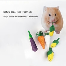 Juguete para morder para hámster, conejo, zanahoria, maíz, rábano, juguetes molares tejidos, limpieza de dientes de conejillo de indias, suministros para mascotas pequeñas